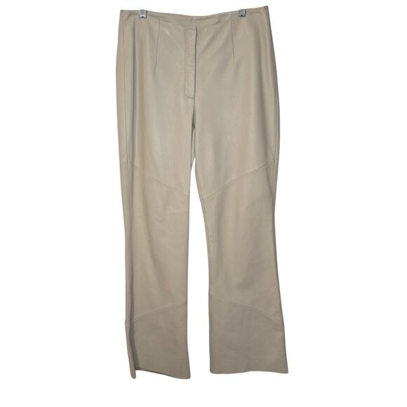Venus Williams x Wilson's Leather Ivory Straight Leg Leather Pants Y2K Vintage - Picture 1 of 6